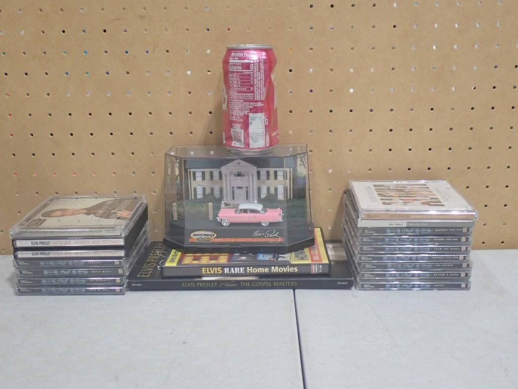 Elvis Presley Lot including DVD, CDs, Matchbox 1955 Pink Cadillac Fleetwood - 6