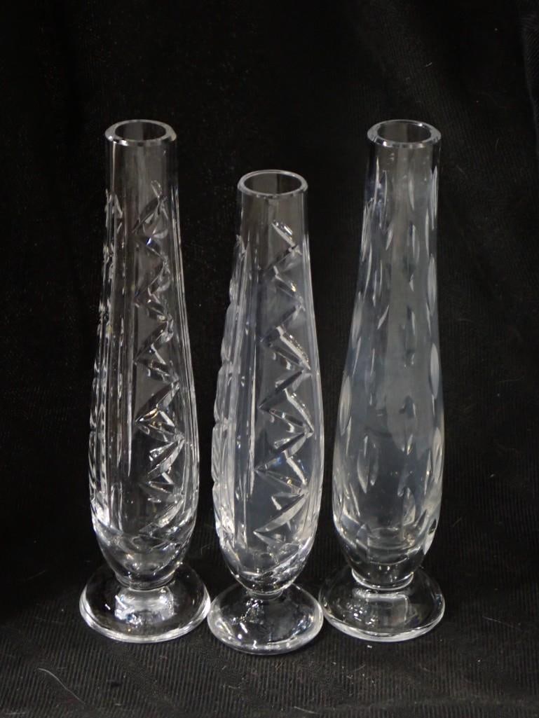 Three Waterford Crystal Bud Vases Tallest: 7" Shortest: 6.5" (1 of 8)