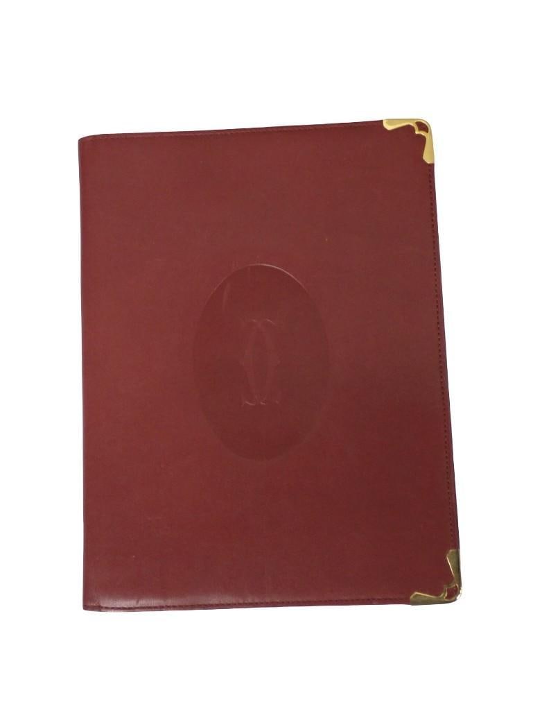 Cartier Paris Burgundy Leather Folio / document holder Height:10" Width open: 15.25" Closed: 7.5" (1 of 7)