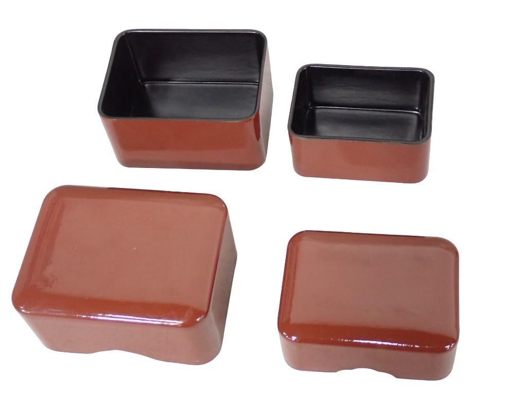 Japanese Asahi Lacquer Box Set. Two Covered Boxes, One Fits Inside the other Larger: 2.25" x 4" x 3 (1 of 8)