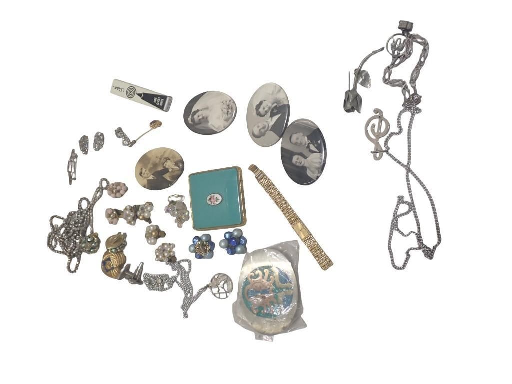 Lot of Costume Jewelry, Belt Buckle, Smalls, Etc (1 of 8)