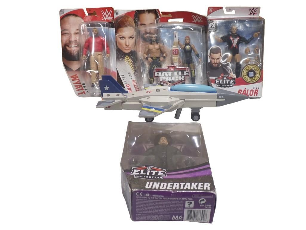 4 WWE WWF Action Figures New in Package and a Wood Toy or Model Airplane (1 of 8)