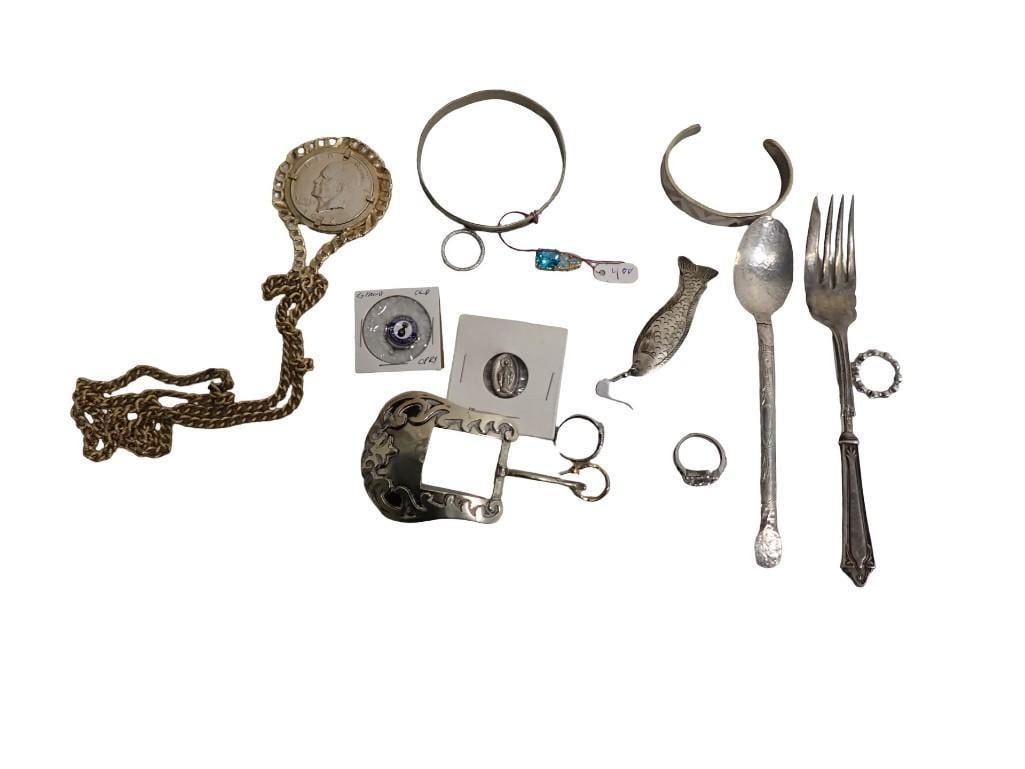 Costume Jewelry and Smalls incl Sterling Silver Belt Buckle (1 of 11)