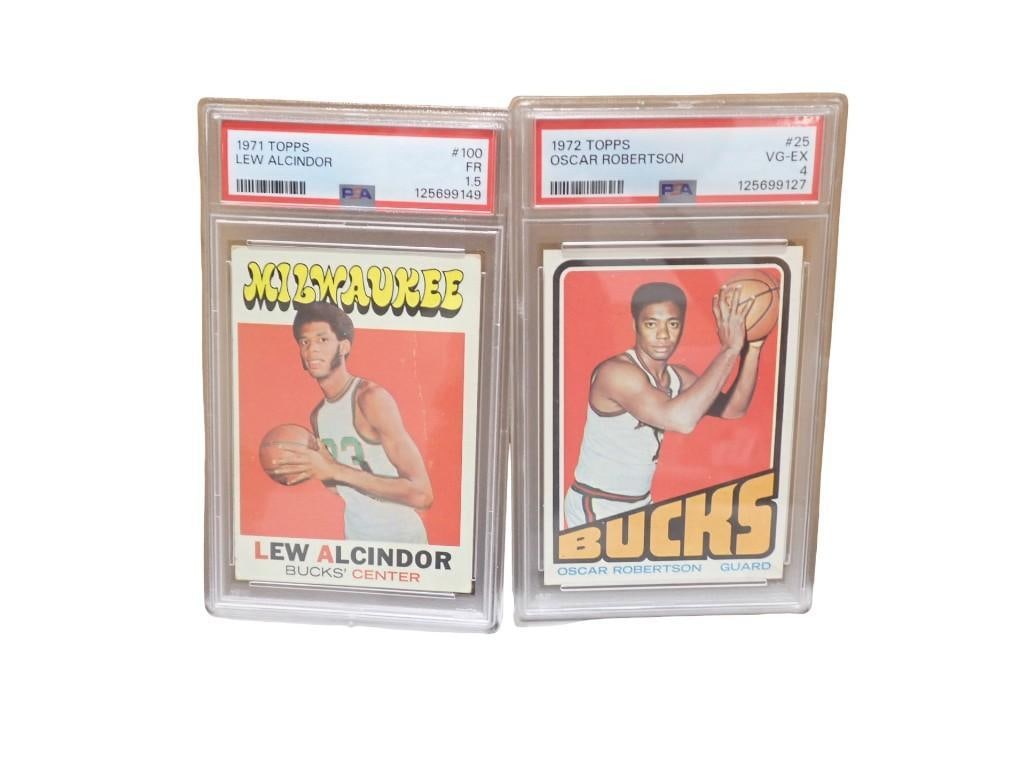 2 Graded Basketball Cards incl 1972 Topps Oscar Robertson #25 PSA Graded 4 VG-EX and 1971 Lew Alcind (1 of 3)