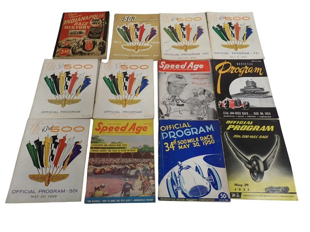 Lot of Vintage Indy Indianapolis 500 Programs, Floyd Clymer's Indy Race History Book from 1946, (1 of 13)