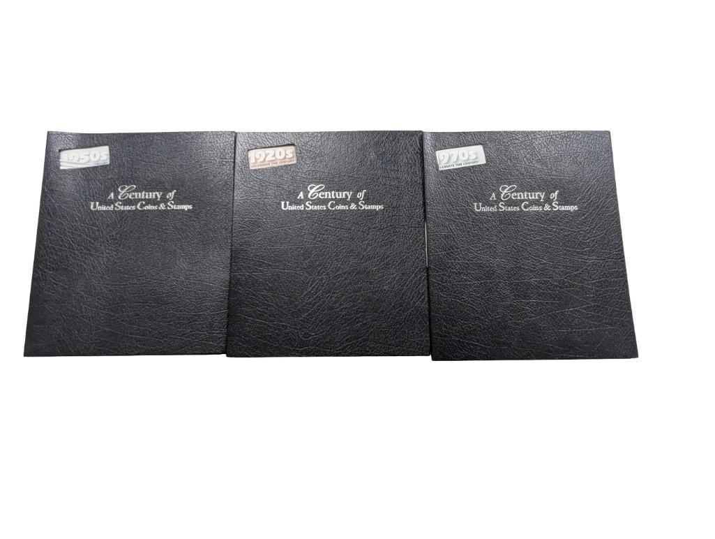 3 Sets of A Century of US Coins & Stamps including 1920's, 1950's and 1970's (1 of 15)