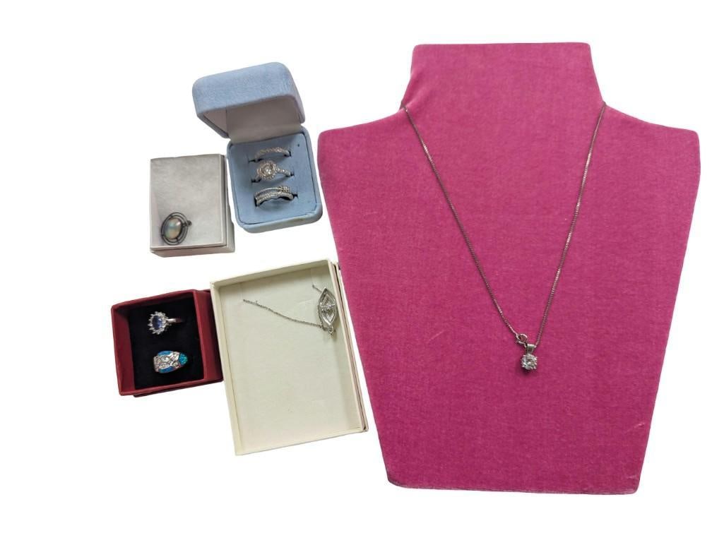 Lot of assorted Jewelry Marked Sterling or 925 - Rings, Necklaces, etc (1 of 15)