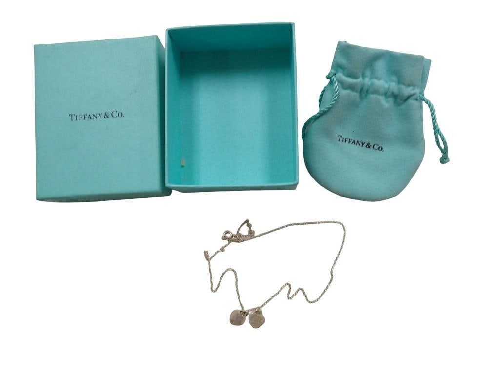 Vintage Tiffany and co Sterling Silver Dual Heart Charm Necklace with Box and Bag (1 of 10)