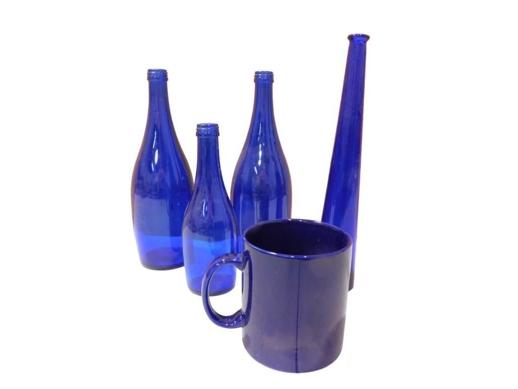 Cobalt Blue Glass Bottles and a Blue Ceramic Mug (1 of 3)