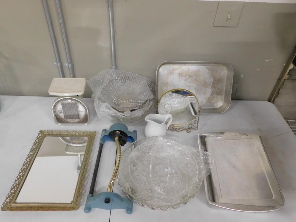 Misc. Lot including Garden Sprinkler, Postal Scale, Mirrors, Baking Trays, etc (1 of 5)