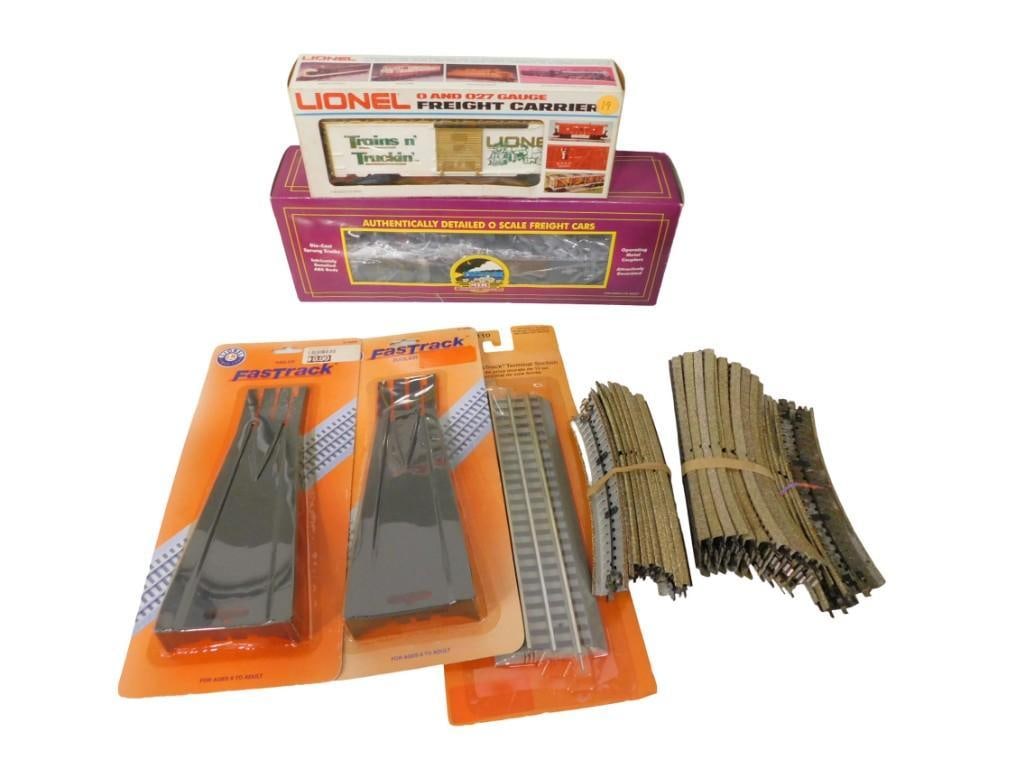 Model Train Lot including Lionel Fastrack, O Scale Freight Carrier, Track, etc. (1 of 8)