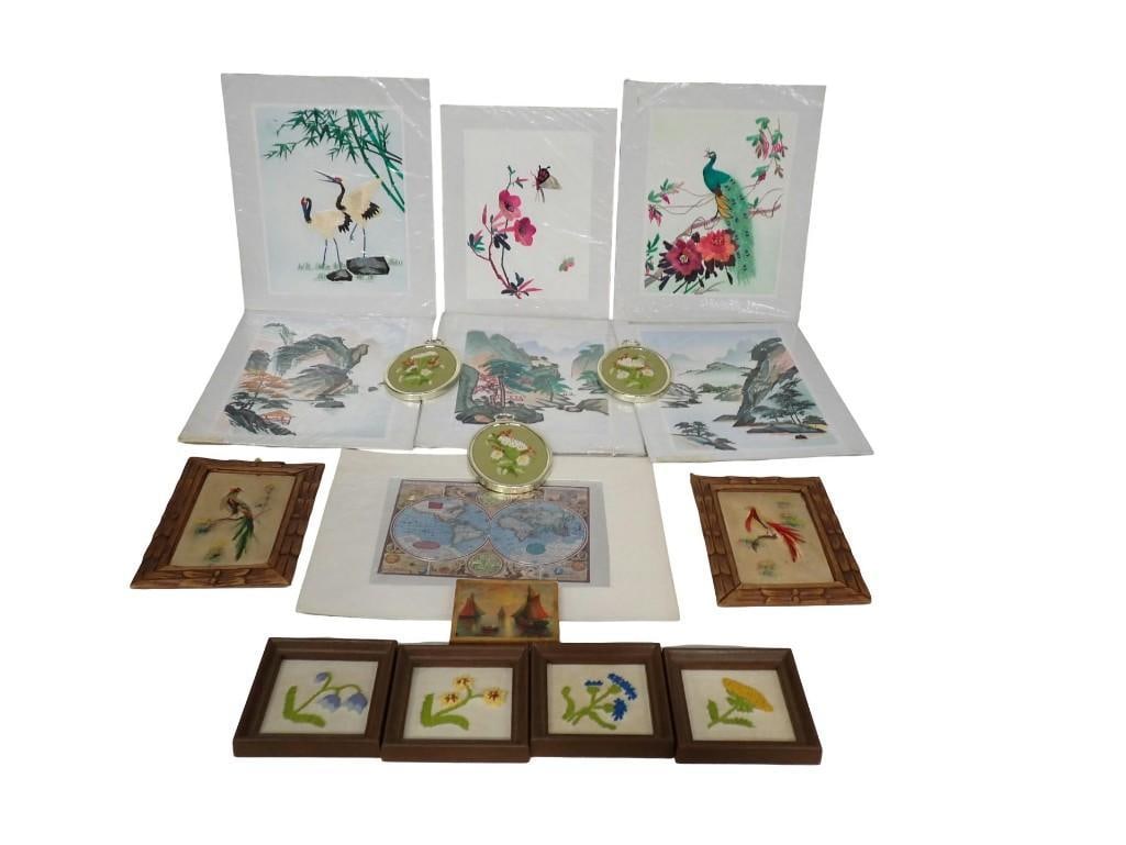 Lot of Asian Style Art including Birds, Flowers, etc (1 of 6)