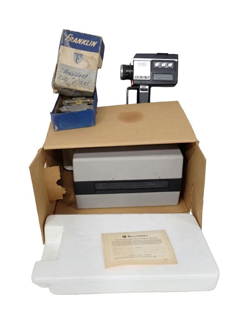 Vintage Bell & Howell Projector with Box, Minolta XL-400 8mm Camera, Franklin Film Splicer (1 of 10)