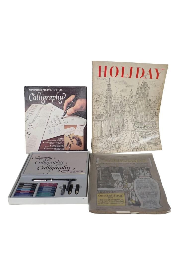 Sheaffer Calligraphy Kit, Holiday May 1947 Magazine, The Connoissevr Magazine: Sheaffer Calligraphy Kit, Holiday May 1947 Magazine, The Connoissevr Magazine All pictures are considered part of the description and should be examined carefully by bidders. Live Auctioneers is now o
