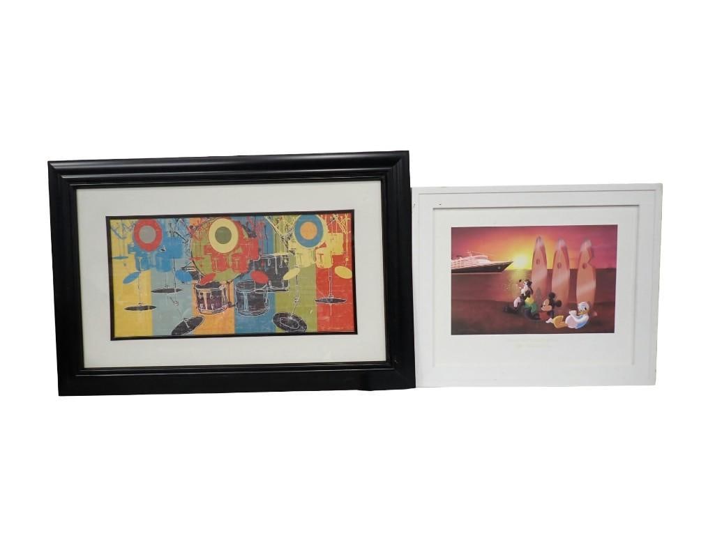 Two Framed Prints including Walt Disney Dreamin' with Mickey & The Guys, and a Drumming Abstract (1 of 7)