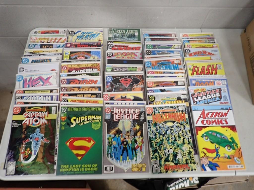 Large Lot of assorted Comic Books including Action Comics, Justice League, Superman, Captain Atom, (1 of 7)