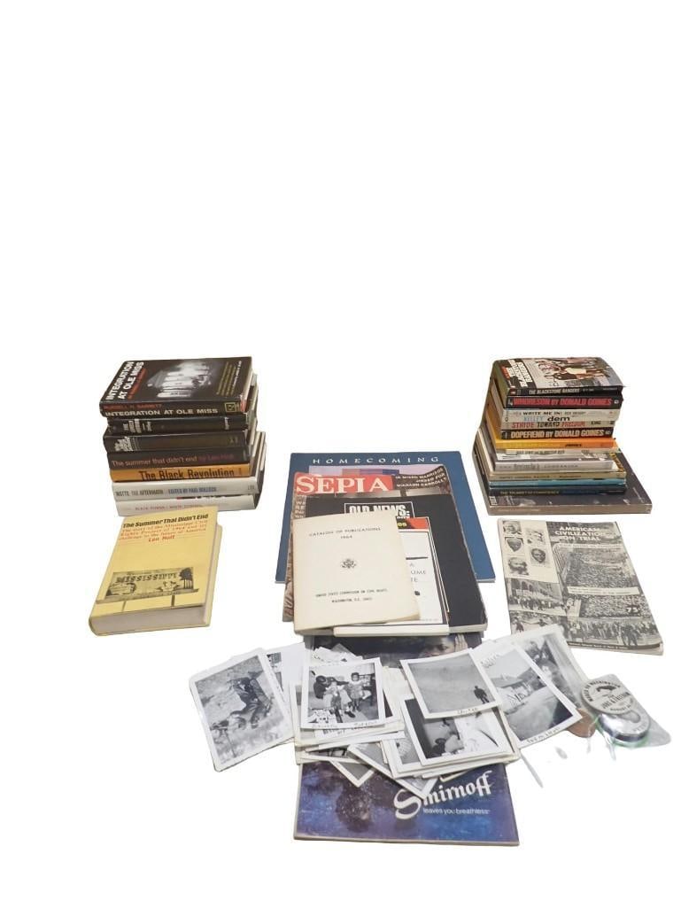 Large Lot of Black History Books, Old Photos, Buttons including Martin Luther King, Malcom X, March: Large Lot of Black History Books, Old Photos, Buttons including Martin Luther King, Malcom X, March on Washington, lots of Books All pictures are considered part of the description and should be exami