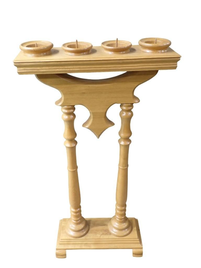 Wooden floor-standing candelabra or candle stand - A bit over 3 Feet Tall: Wooden floor-standing candelabra or candle stand - A bit over 3 Feet Tall All pictures are considered part of the description and should be examined carefully by bidders. Live Auctioneers is now offer