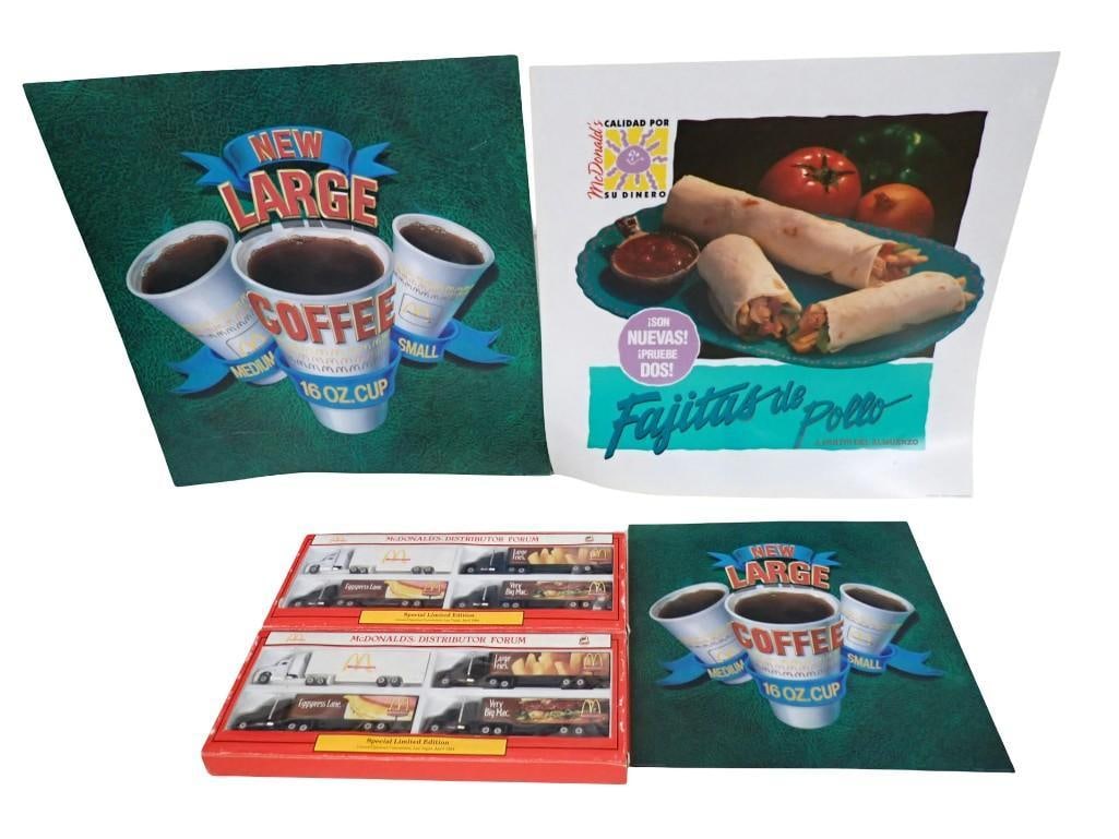 McDonald's Lot including 2 New in Package RMCC Limited Edition 1994 Convention Toy Semi Trailers,: McDonald's Lot including 2 New in Package RMCC Limited Edition 1994 Convention Toy Semi Trailers, and Plastic Restaurant advertising signs one in Spanish All pictures are considered part of the de