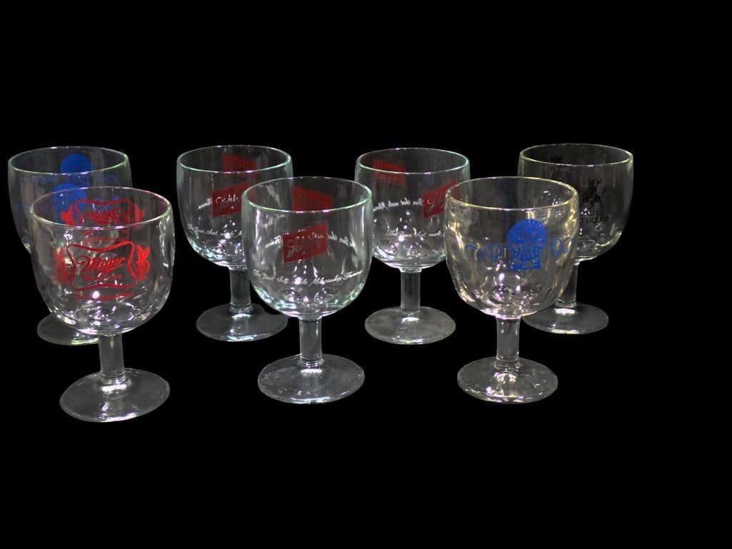 7 Vintage Beer Goblets incl Schlitz, Miller, PBR Pabst Blue Ribbon (1 of 7)