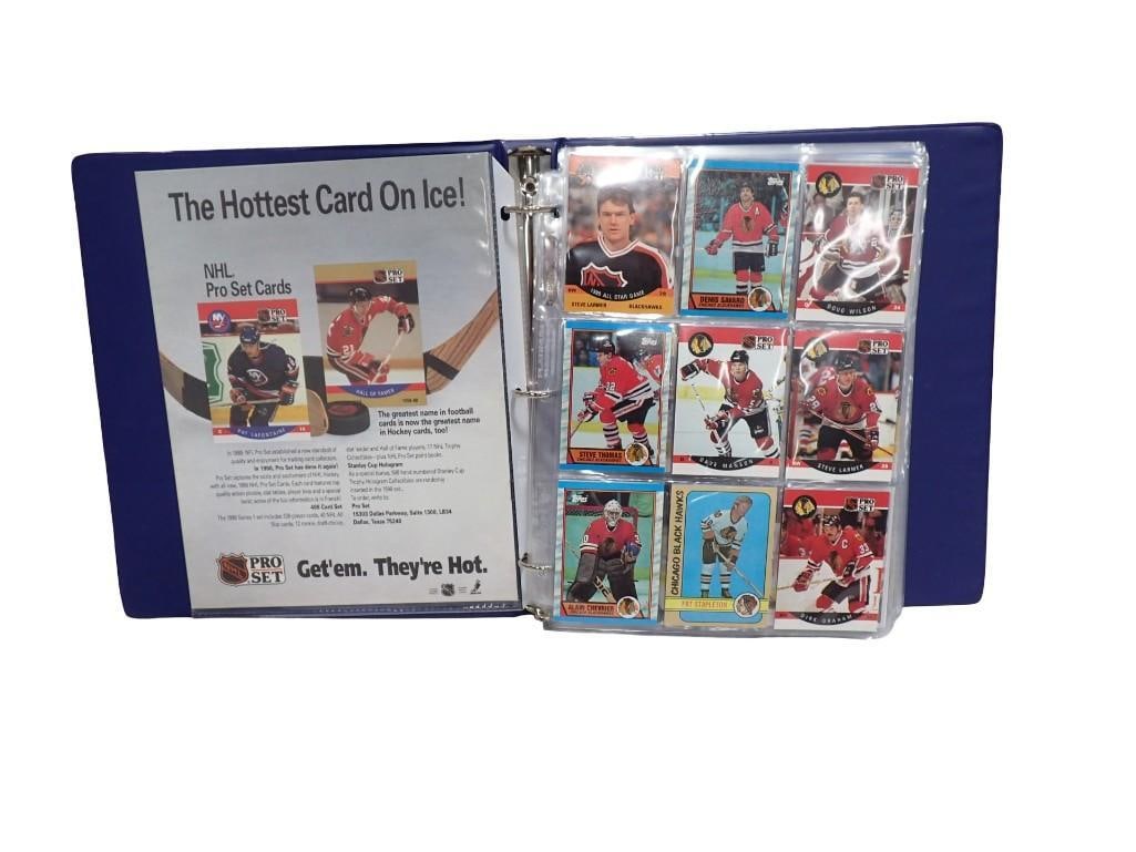 Binder of Sports Cards incl Chicago Blackhawks Hockey: Binder of Sports Cards incl Chicago Blackhawks Hockey All pictures are considered part of the description and should be examined carefully by bidders. Live Auctioneers is now offering Live Shipping