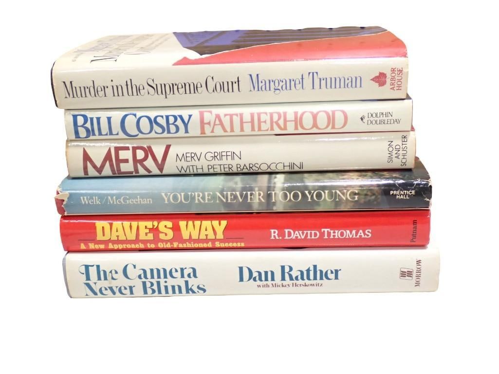 Lot of Signed Book NO COAs incl The Camera Never Blinks Dan Rather, Dave's Way R. David Thomas, (1 of 8)