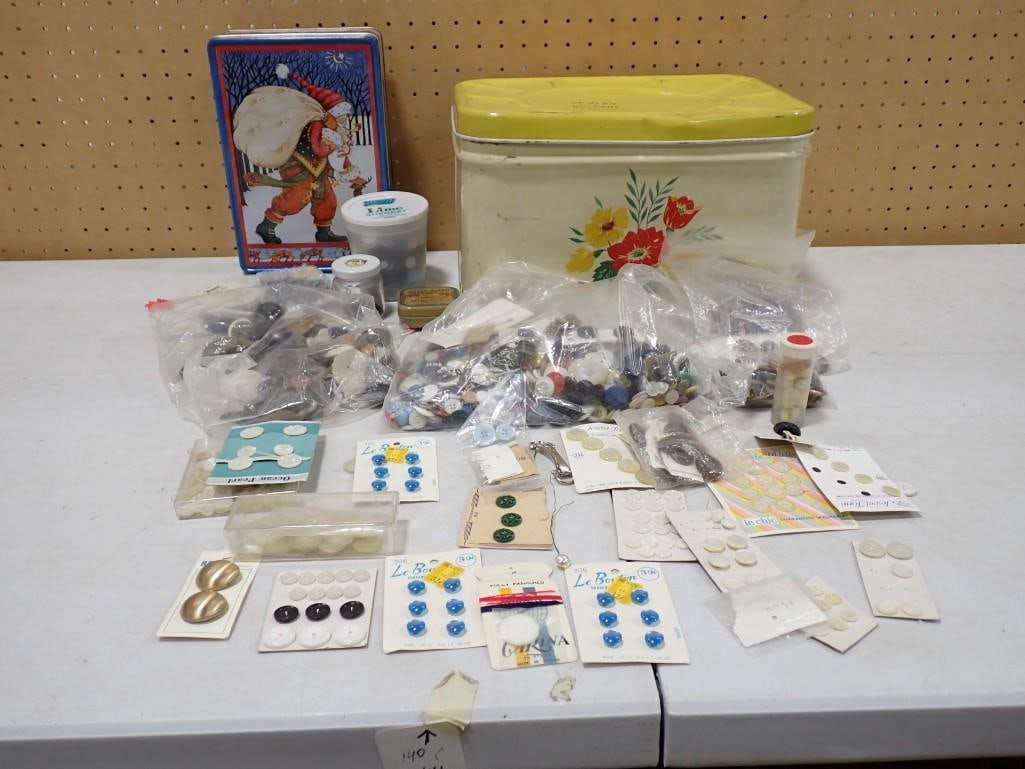 Sewing Lot incl Vintage Buttons, Vintage Tins, Etc (1 of 8)