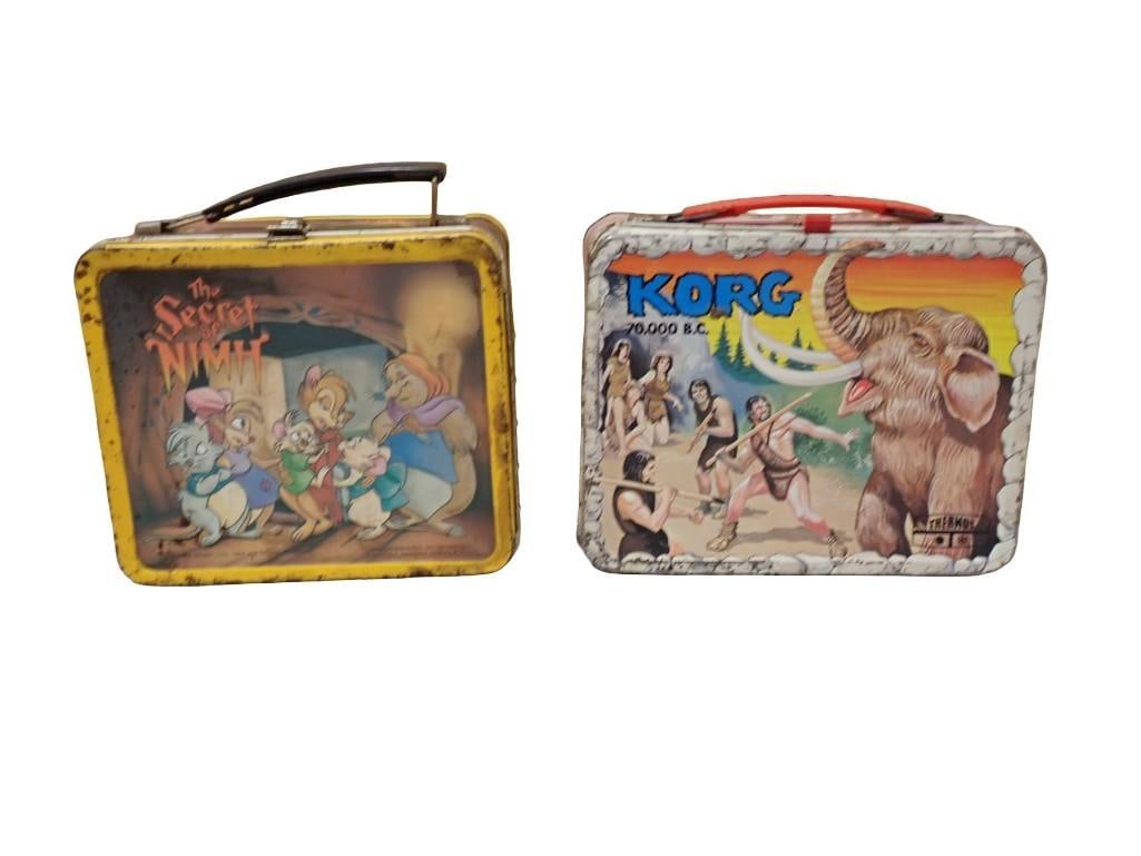 2 Vintage Metal Lunchboxes incl Korg 70,000 BC with Thermos and The Secret of Nimh (1 of 7)