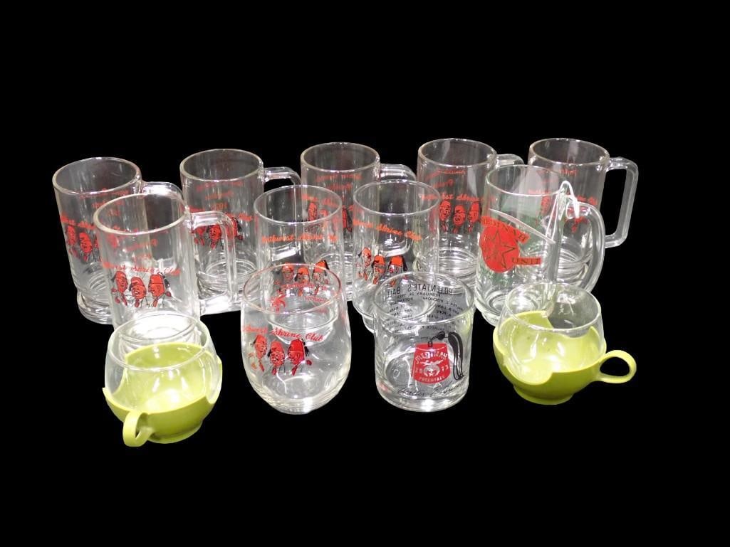 Vintage Glass Mugs, Cups, Glasses incl Midwest Shrine Club and Roly Poly Cups (1 of 10)