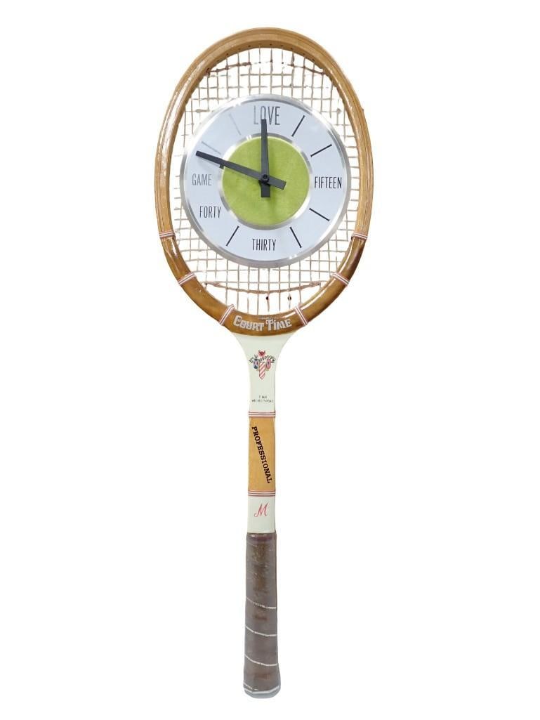 Tennis Racquet Wall Clock Works: Tennis Racket Wall Clock Court Time Works All pictures are considered part of the description and should be examined carefully by bidders. Live Auctioneers is now offering Live Shipping through them