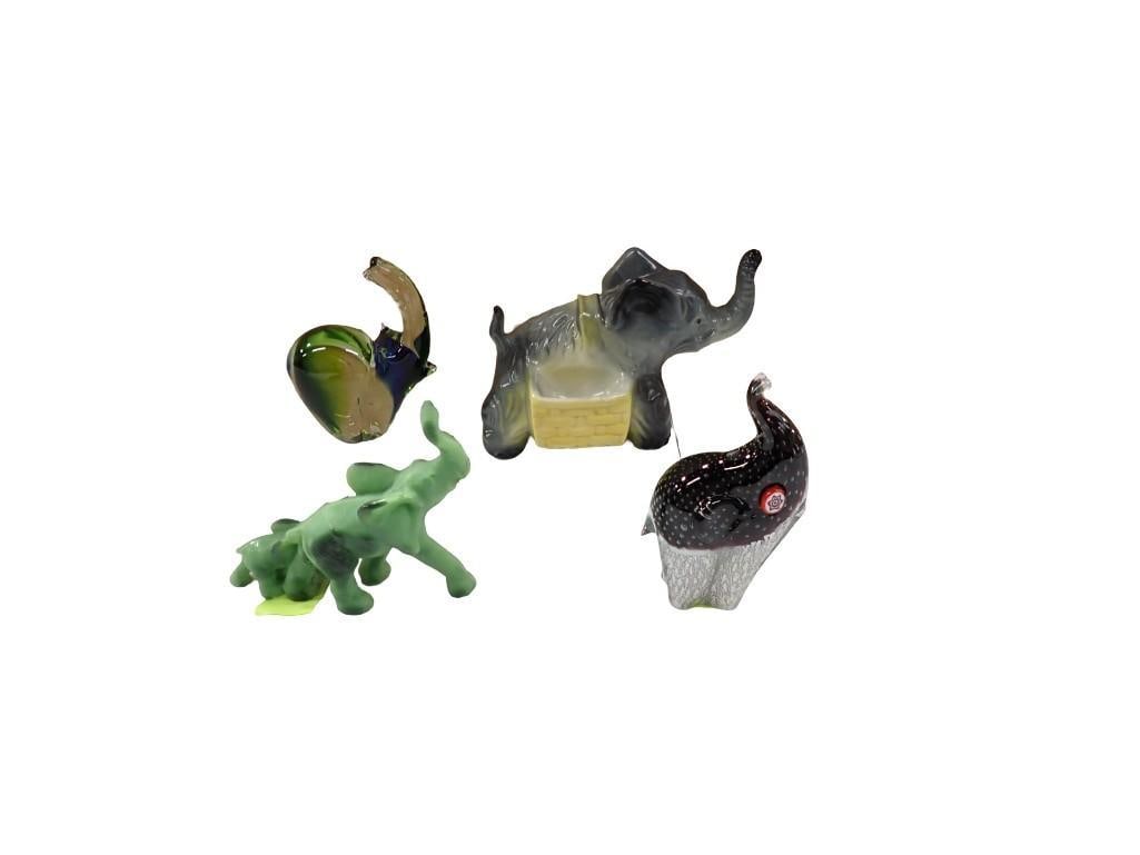 Lot of Elephant Figures incl Art Glass in the Style of Murano or Venetian, A Santini Mother and Baby (1 of 5)