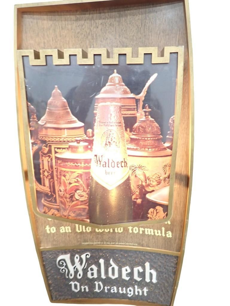 Vtg 1960s Hamm's Waldech Beer Lighted Bar Tavern Wall Sign Works! Teamster Made 10"x21" (1 of 5)