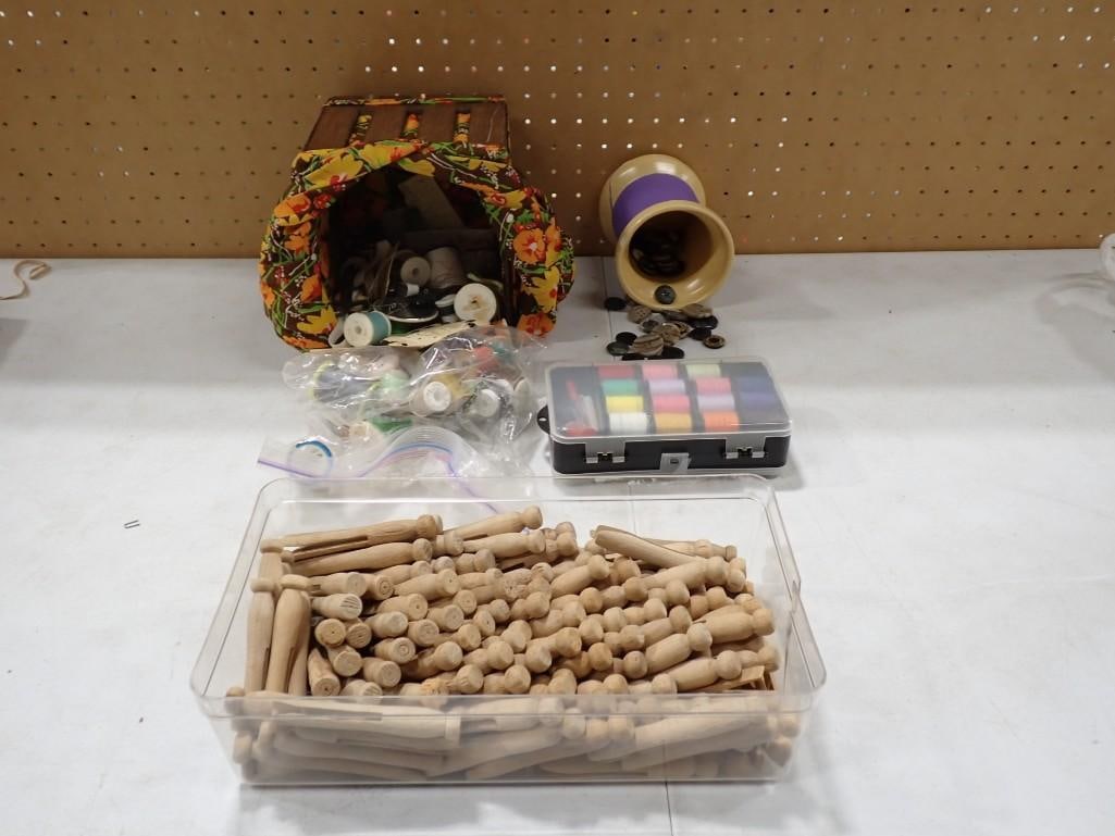 Lot of Sewing and Crafting Supplies, Clothes Pins, Etc (1 of 7)