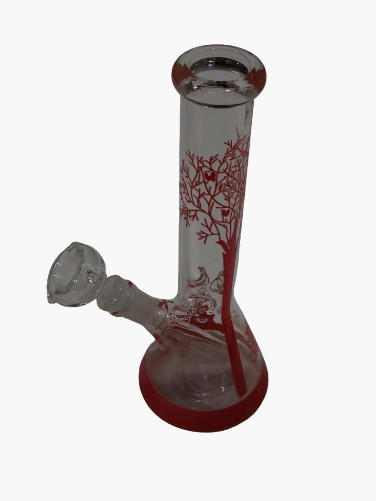 Glass Tobacco Water Pipe with Red Tree Design and Glass Slide: Glass Tobacco Water Pipe with Red Tree Design and Glass Slide All pictures are considered part of the description and should be examined carefully by bidders. Live Auctioneers is now offering Live Shi