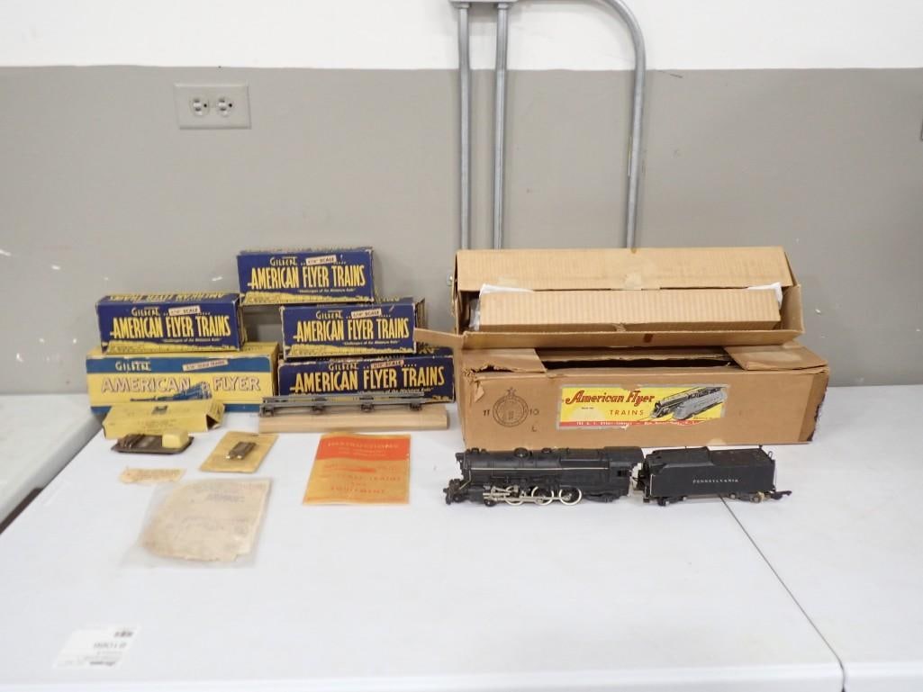 Gilbert American Flyer Trains, Track, etc.3/16 Scale plus an engine and tender: Gilbert American Flyer Trains, Track, etc.3/16 Scale plus an engine and tender All pictures are considered part of the description and should be examined carefully by bidders. Live Auctioneers is now