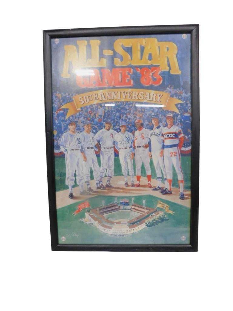 Framed Poster Commemorating the 1983 MLB All-Star Game 50th Anniversary Hosted by the Chicago White (1 of 3)