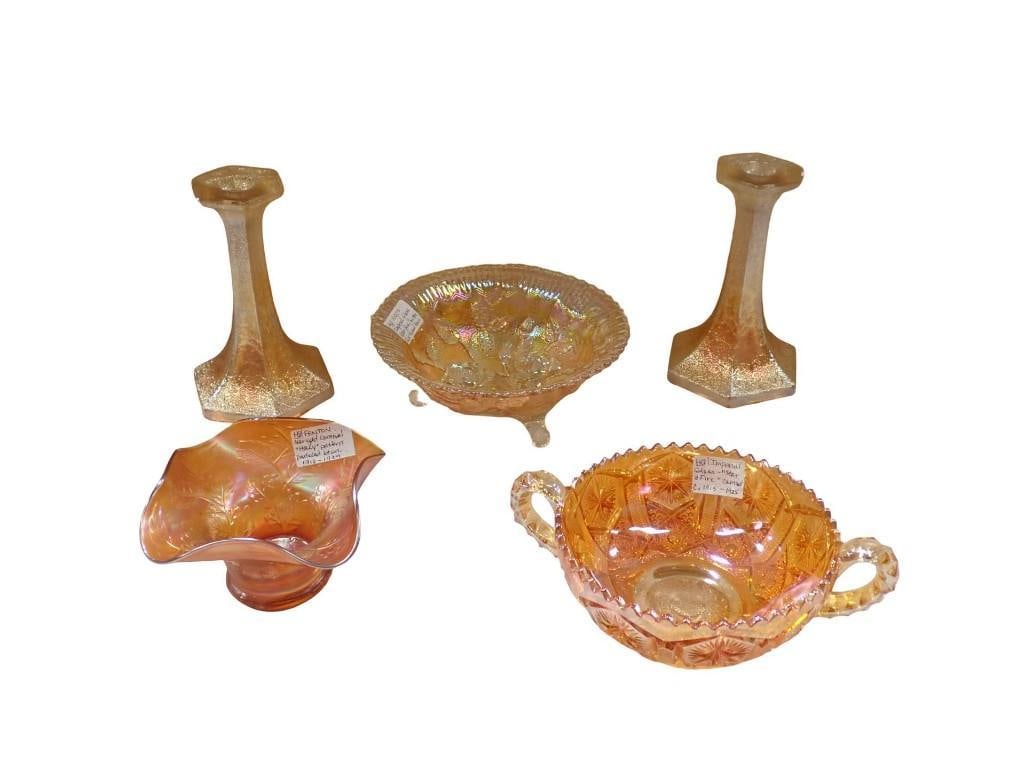 Glass incl Fenton Marigold Carnival Holly Pattern, (1 of 5)