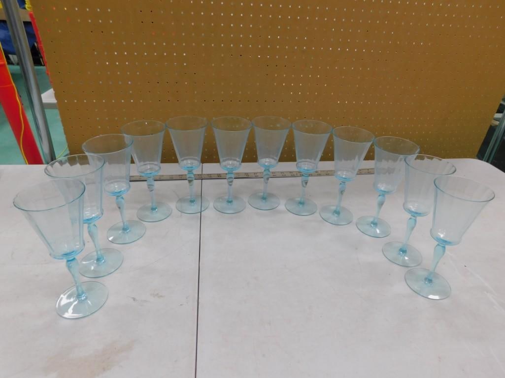 Large Lot of assorted Blue Glass Glasses (1 of 12)
