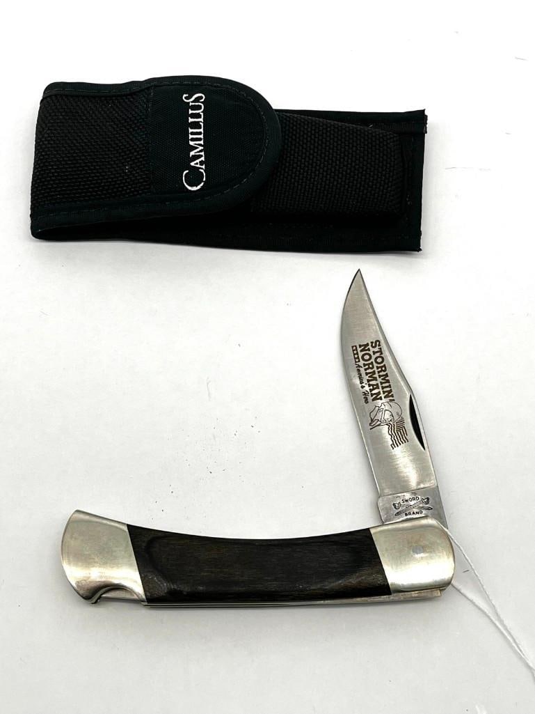 Camillus Stormin Normin Sword 886 Locking Blade Knife: Camillus Stormin Normin sword 886 locking blade knife - never used, 4" blade with case All pictures are considered part of the description and should be examined carefully by bidders. Live Aucti