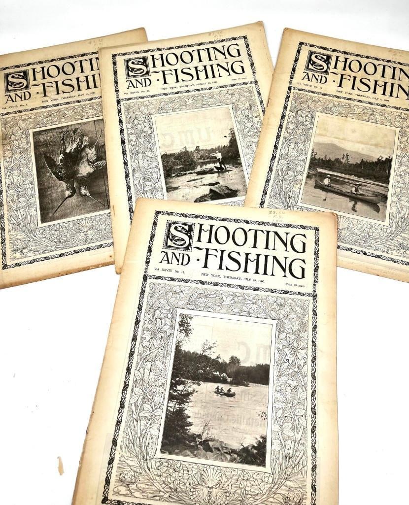 Lot of 8 - 1900 & 1904 Shooting & Fishing Antique Magazines (1 of 2)