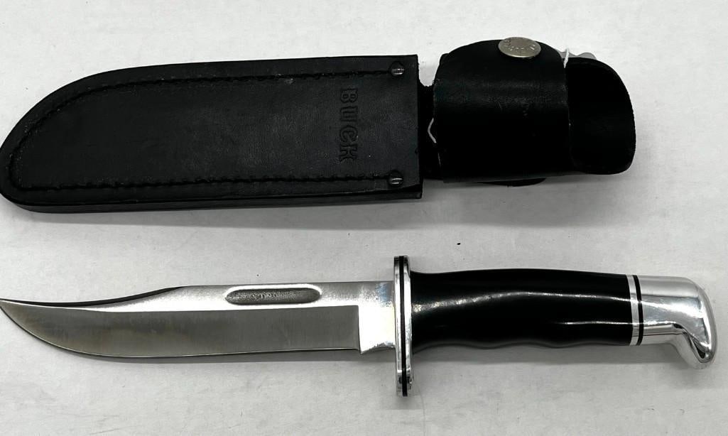Buck Fixed Blade Hunting Knife 119X USA with Leather Sheath (1 of 7)