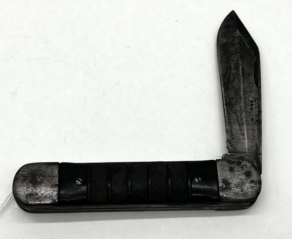 WWII Colonial Pilots Survival Folding Pocket Knife with Saw: WWII Colonial pilots survival folding pocket knife with saw - original condition, minor surface rust 4.5" blade All pictures are considered part of the description and should be examined carefull