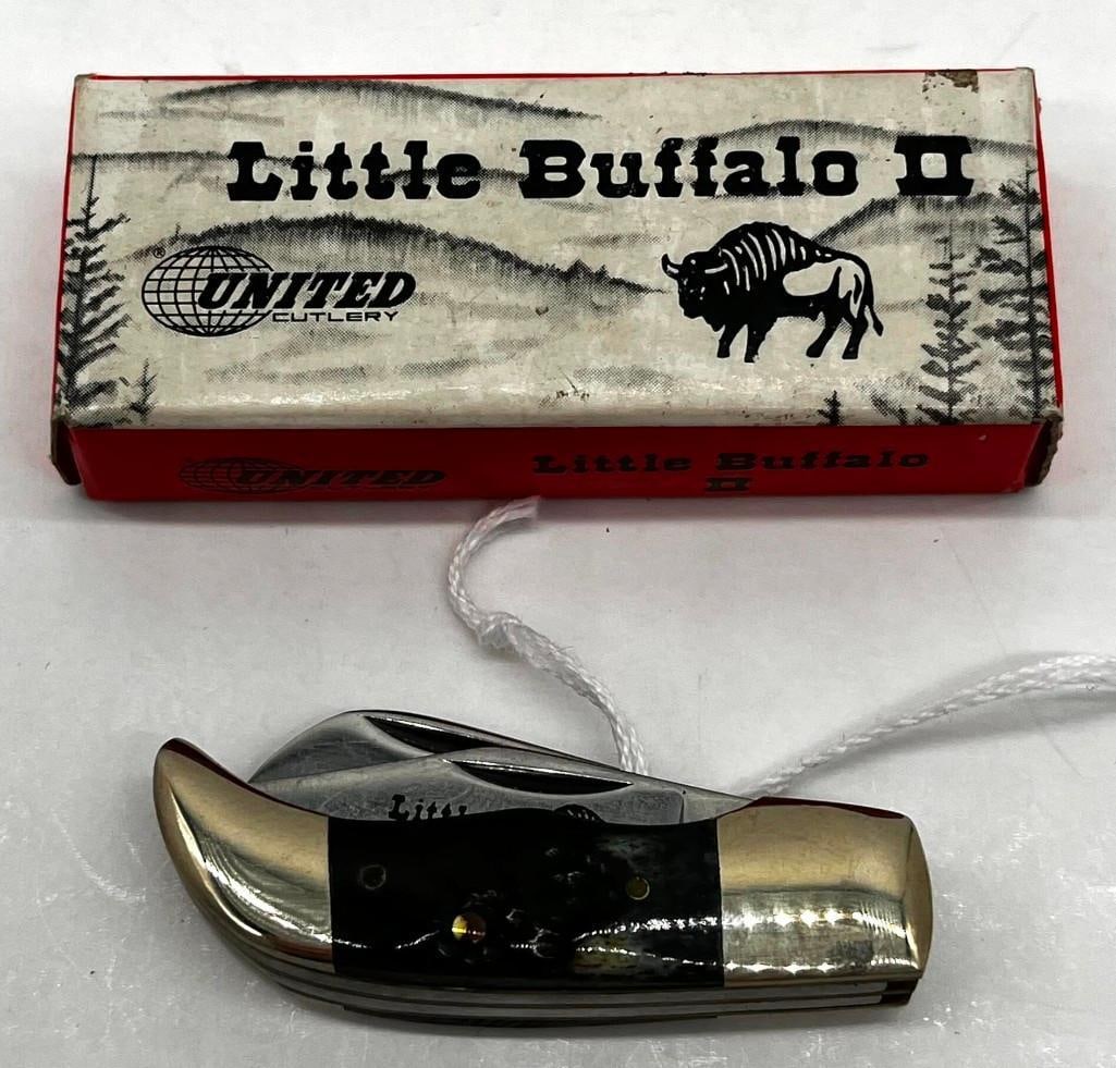 United Little Buffalo II UC4025 Mini Pocket Knife Bark Stag 2 Blade (1 of 6)