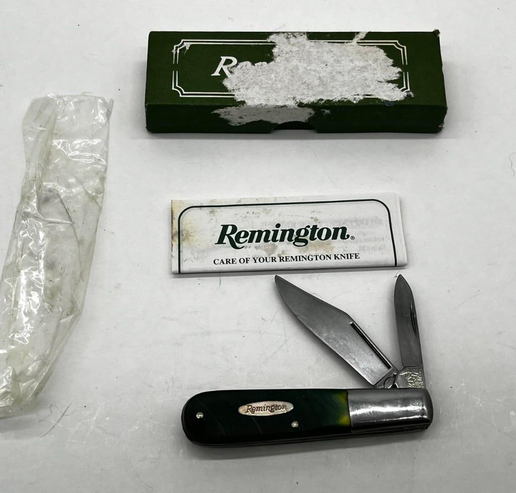 Remington 9505 Green Barlow 2 Blade Pocket Knife New in Box with Papers: Remington 9505 Green Barlow 2 Blade Pocket Knife New in Box with Papers. 2.5" Blade All pictures are considered part of the description and should be examined carefully by bidders. Live Au