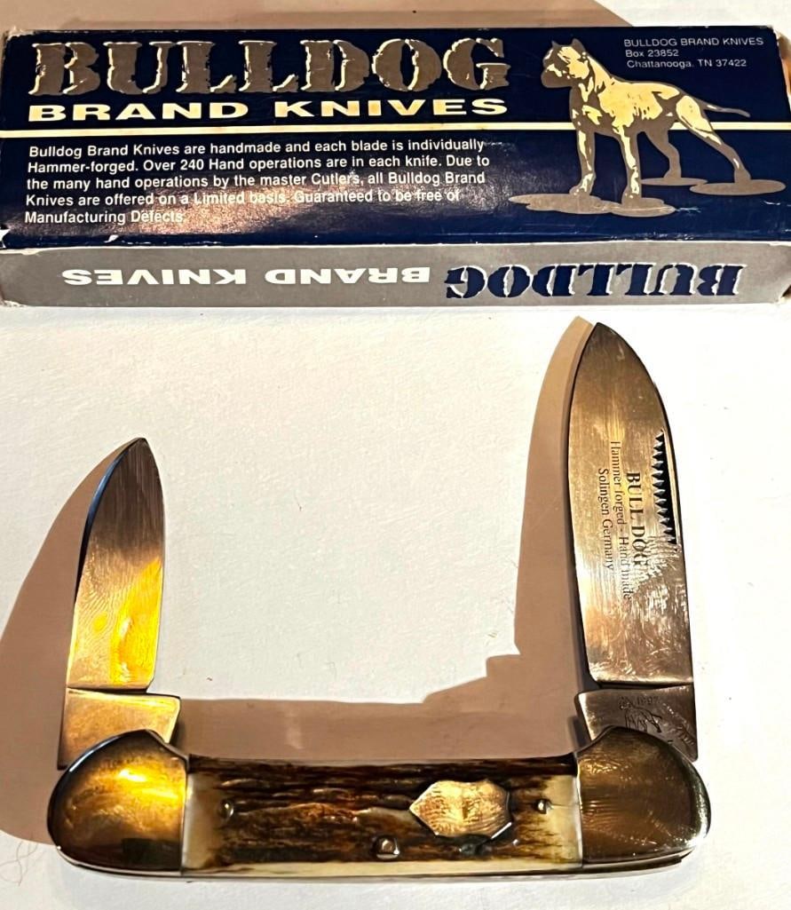 Bulldog Brand Pit Bull Stage Handle 2 Blade Pocket Knife Solingen Germany 1997 (1 of 8)