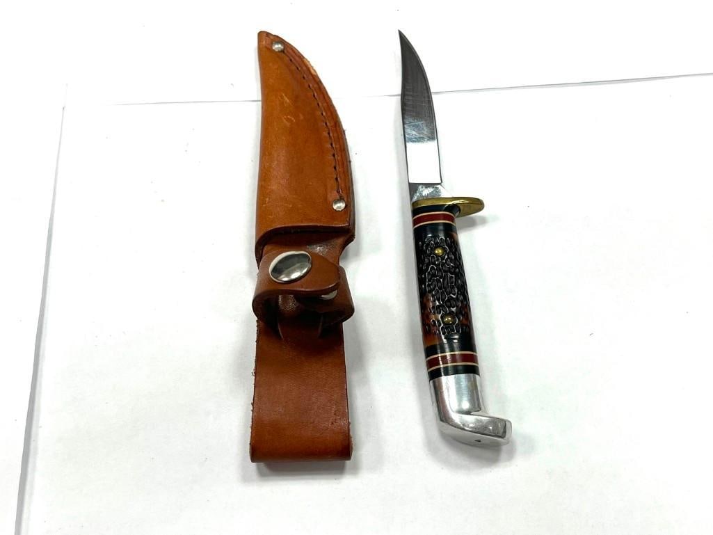 Vintage Western Fixed Blade USA 628M Knife with Leather Sheath (1 of 5)