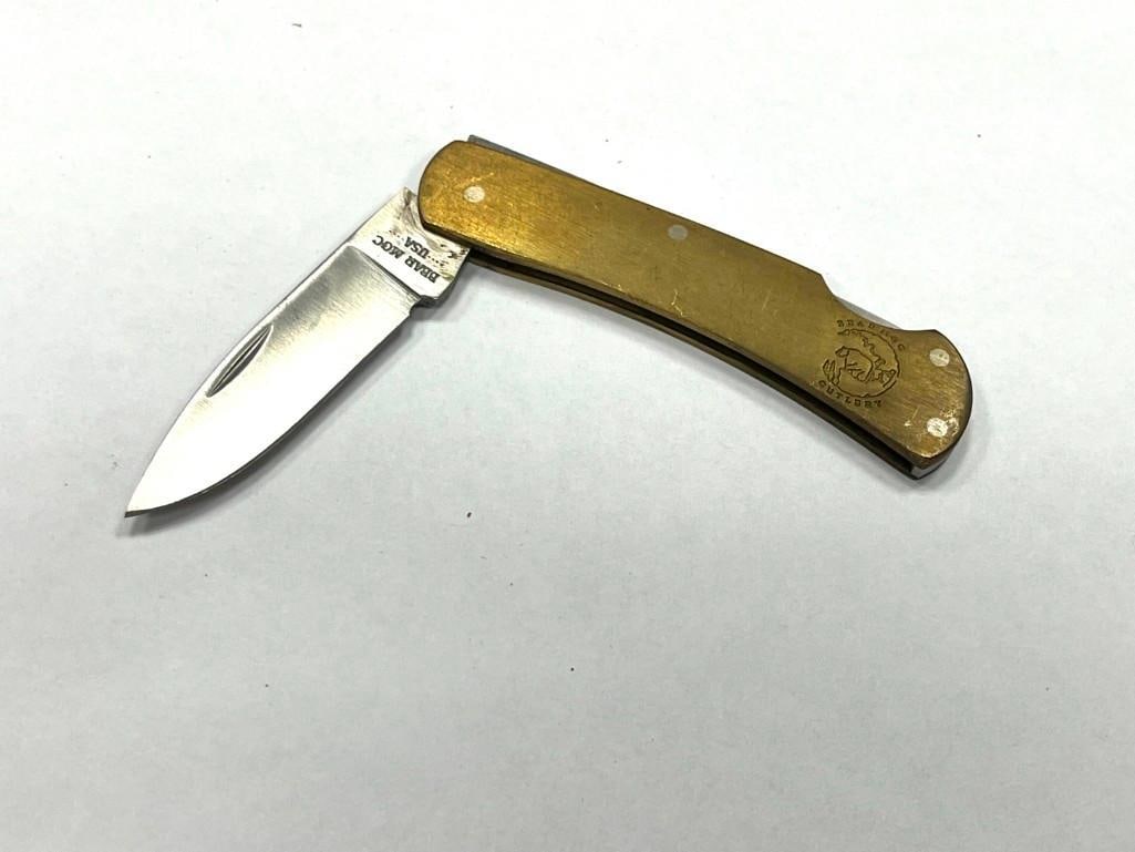 Vintage Bear MGC Brass Single Blade Pocket Knife Made in the USA (1 of 6)