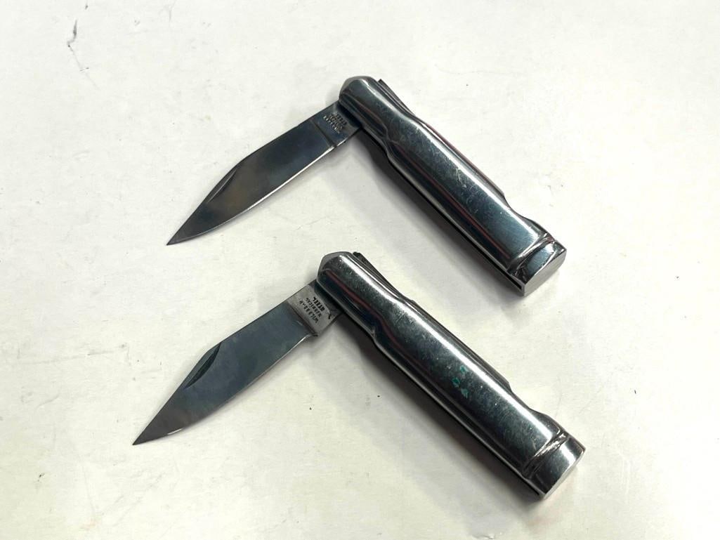 2 Wild Boar Surgical Steel Single Blade Pocket Knives, shaped like bullets (1 of 5)