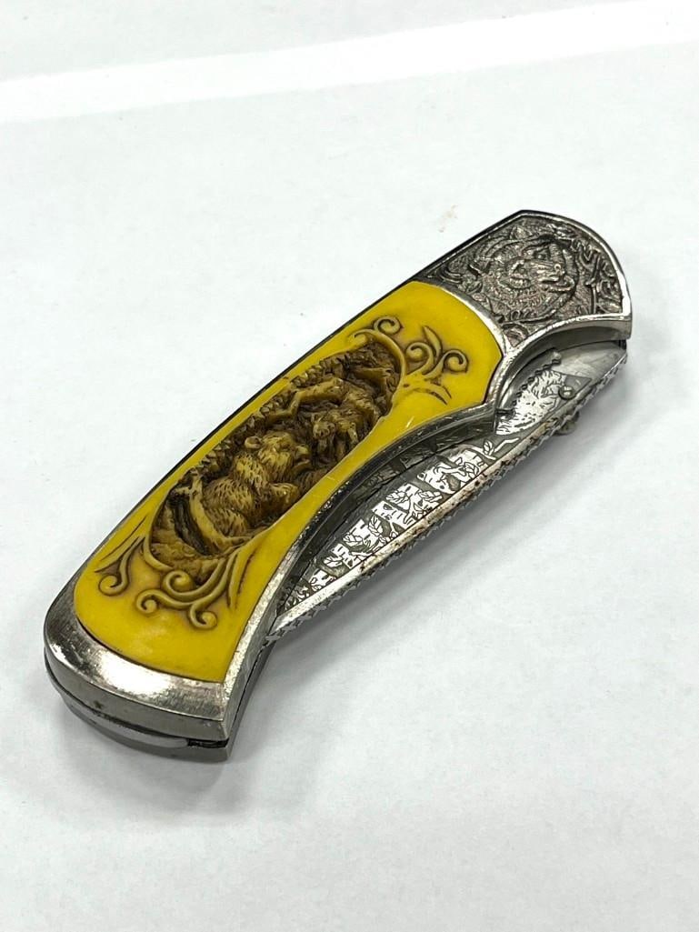 Fancy Decorative Bear Scene Folding Knife (1 of 8)