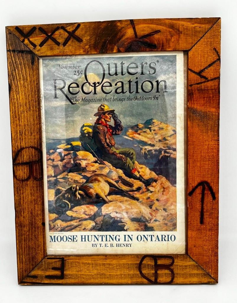 Outer's Recreation Nov. 1921 Framed Magazine Art, 12" x 15": Outer's Recreation Nov. 1921 Framed Magazine Art, 12" x 15" - All pictures are considered part of the description and should be examined carefully by bidders. Live Auctioneers is now off